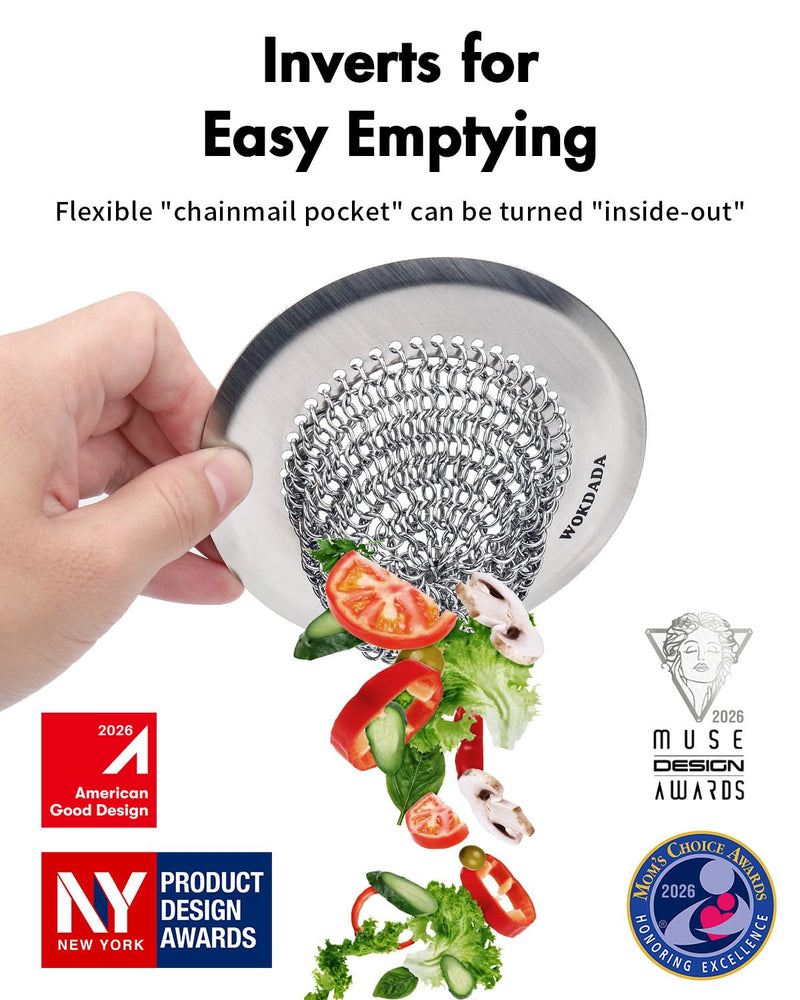 Wokdada Sink Drain Strainer, Reversible Easy Clean Mesh Sink Strainer with 304 Stainless Steel,Revolutionary Anti-Rust Large Kitchen Sink Strainer Food Catcher for Garbage Disposal Without Clogging Silver Silver