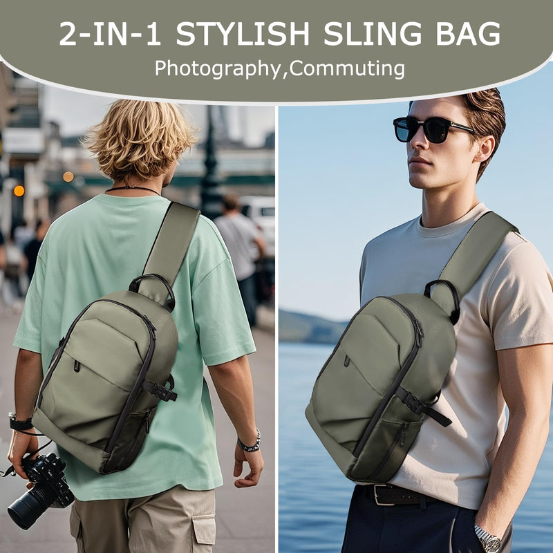 TAAOKA Camera Sling Bag, DSLR/SLR/Mirrorless Camera Backpack Case Shockproof Photography Backpack with Tripod Holder & Removable Modular Inserts Compatible with Canon/Nikon/Sony/Fuji Green Medium 9.06 x 5.12 x 15.16 inches