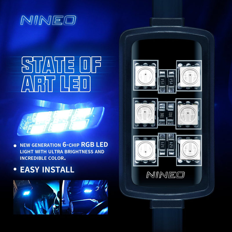 NINEO 8Pcs Motorcycle LED Light Kit, Motorcycle Underglow Lights with Brake Light Remote Control Fit for Most Motorcycles Carts Trikes Cruiser Scooter ATV UTV - Pack of 8
