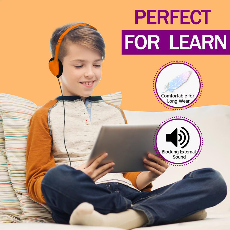 USB Type C Kids Headphones Bulk 5 Pack for School Classroom Students, On-Ear USB C Wired Headset Class Set Compatible with Chromebook Computer Laptop (HY857C,5 Mixed)