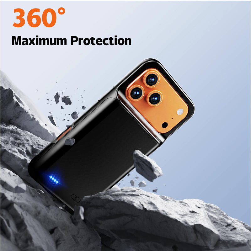 13800mAh High Capacity Battery Case for iPhone 17 Pro Max (6.9 inch) | 2026 Upgraded Battery Pack Rechargeable Charger External Charging Case with Tempered Glass Screen Protector Black