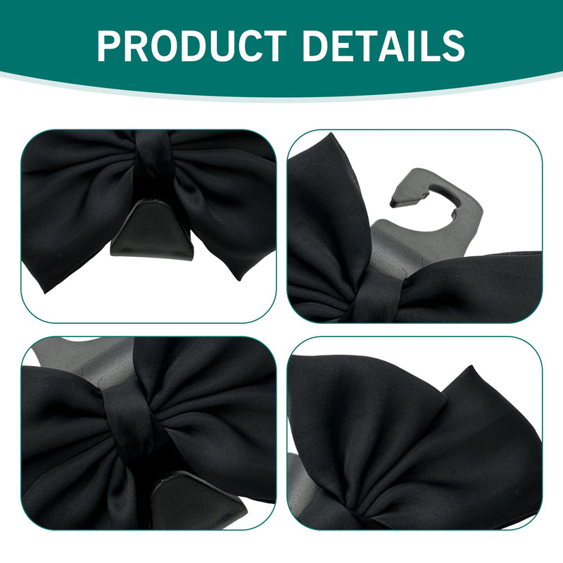 2PCS Car Seat Headrest Hooks, Car Purse Hook for Car, Cute Bow Car Rear Seat Storage Hooks, Interior Decorating Accessories for Purses, Bags, Umbrellas (Black) Black