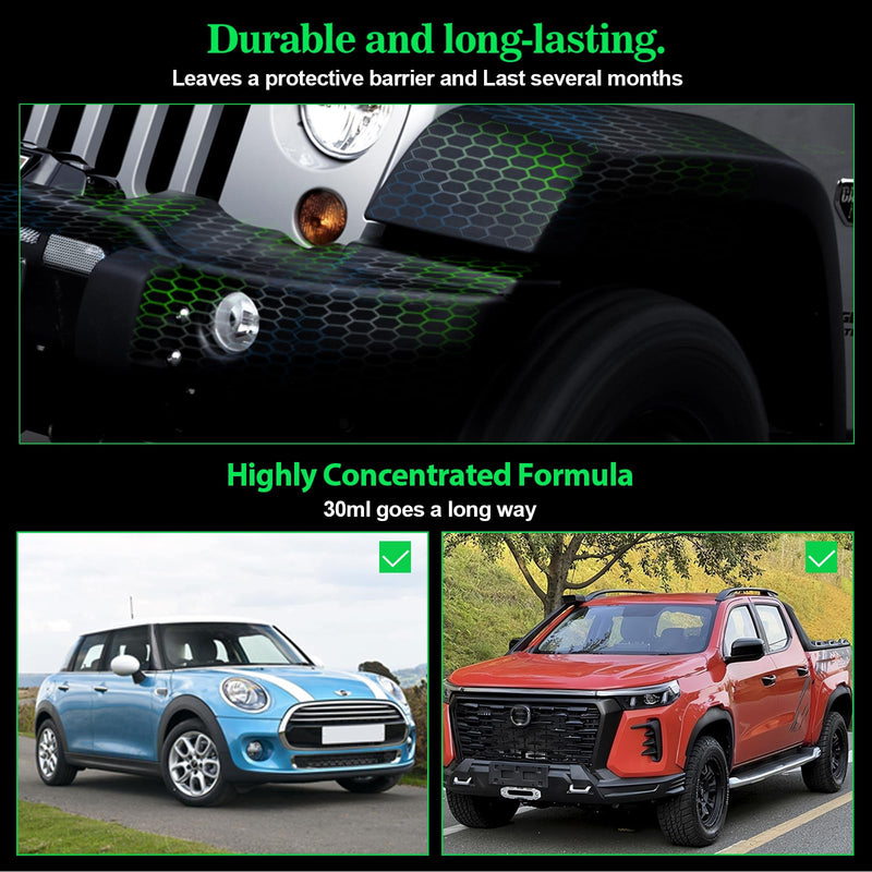 NADAMOO Plastic Restorer, Highly Concentrated Ceramic Coating for Cars, Back to Black Automotive Exterior and Interior Trim Scratch Remover Kit, Restore Faded Plastic, Vinyl & Rubber, 30ml