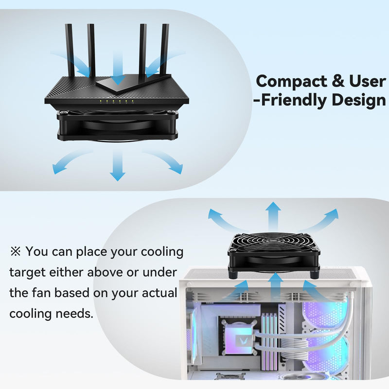 ELUTENG 120mm USB Cooling Fan | 3 Speed Adjustable, Quiet PC Cooling Ventilator, 4 Rubber Feet & Screwdriver