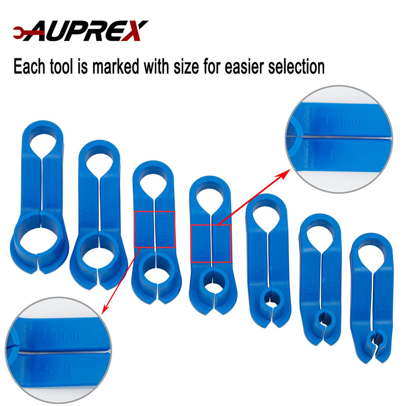 7PCS AC Fuel Line Disconnect Tool Set for Most Ford/GM/Chrysler/Mazda,Includes 1/4 5/16 3/8 1/2 5/8 3/4 7/8 Inch Transmission Oil Cooler Line Quick Disconnect Kit Fuel Line Removal Tool 7 PCS