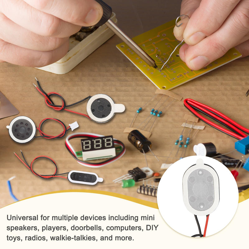 10pcs Internal Magnet Speaker (0.6x0.8 Inch / 14x20 Mm) - 1W 8 Ohm Oval Micro Magnet Loudspeaker with 60mm Terminal Wire for DVD EVD Mobile Portable Advertising Machine, Black 0.6x0.8 Inch + 60mm Terminal 10