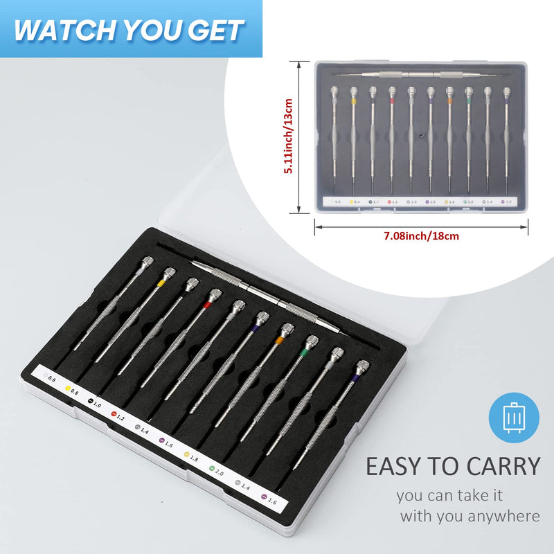 10PCS Professional Watchmaker Screwdriver Set + 1PCS Spring Bar Tool, Watch Screwdriver for Watch Repair, Eyeglasses Repair, Jewelry Work, Electronics Repair