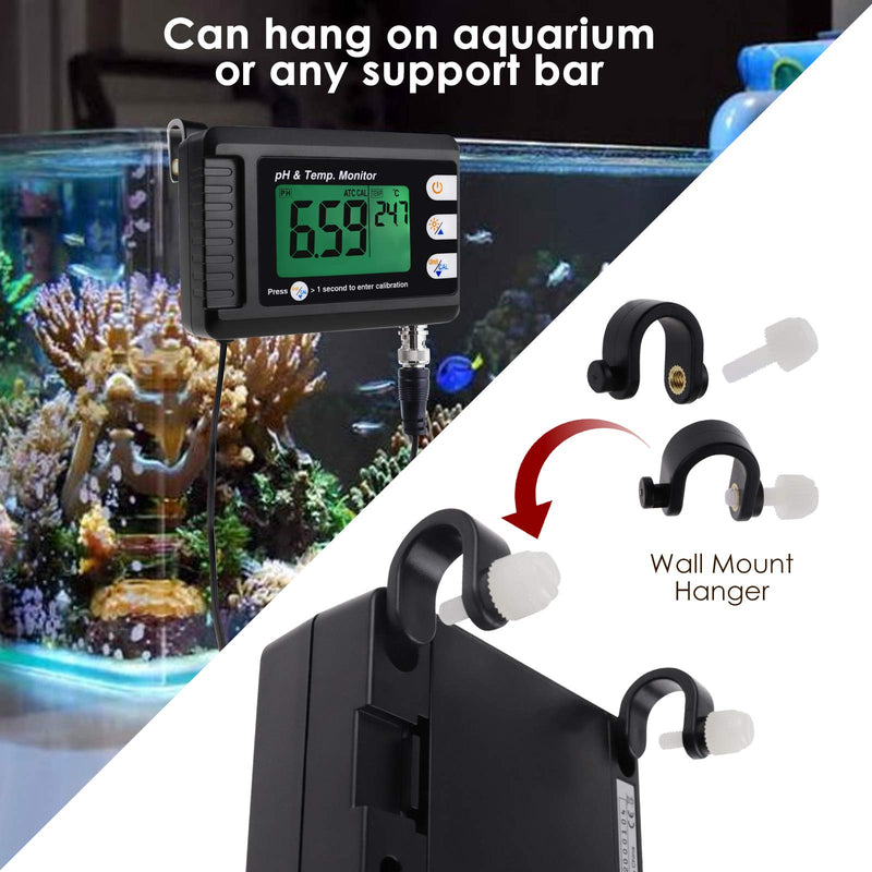 2 in 1 Temperature pH Monitor Meter Tester Sensor test Kit 0~14.0 pH Automatic Buffer Recognition BNC electrode Probe for Hydroponics Aquarium Lab Testing Food Drinking Water pH of saltwater/seawater