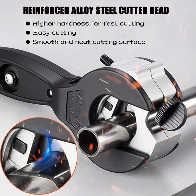 2PCS Ratcheting Tubing Cutters, Tubing Cutter 1/4" To 7/8" & 5/16" To 1 1/8", 2 in 1-360° Close Quarters Tube Compact Cutter with Deburring Tool, Pex Cutter Tool for Cutting Copper and Metal Pipes.