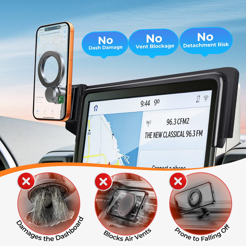Car Phone Holder for GMC Yukon/Yukon XL 2026 2025 with 16.8-Inch Screen, 360° Rotation Magnetic Cell Phone Mount, Compatible with Magsafe, Does Not Affect Air Vent, Black Fit for 2025-2026 Yukon/Yukon XL, 16.8-Inch