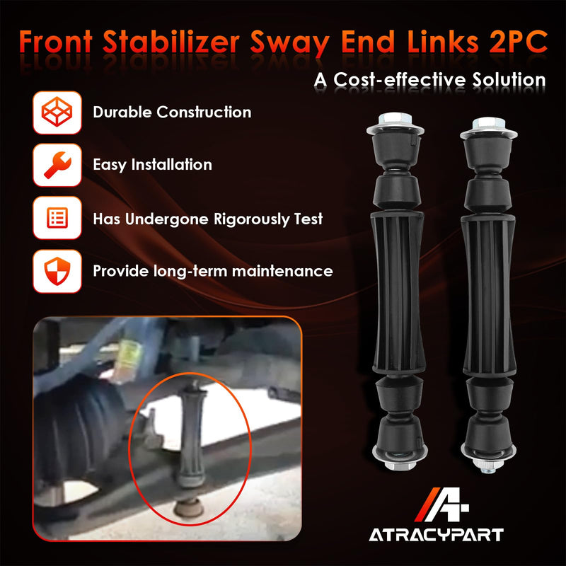 Front Sway Bar Stabilizer Links 2 Pcs Left & Right, Compatible With 1983-2019 Chevy Silverado 1500, Avalanche, Tahoe, Suburban, GMC Sierra 1500 Yukon & Escalade, Replaces#: K700538, K700432