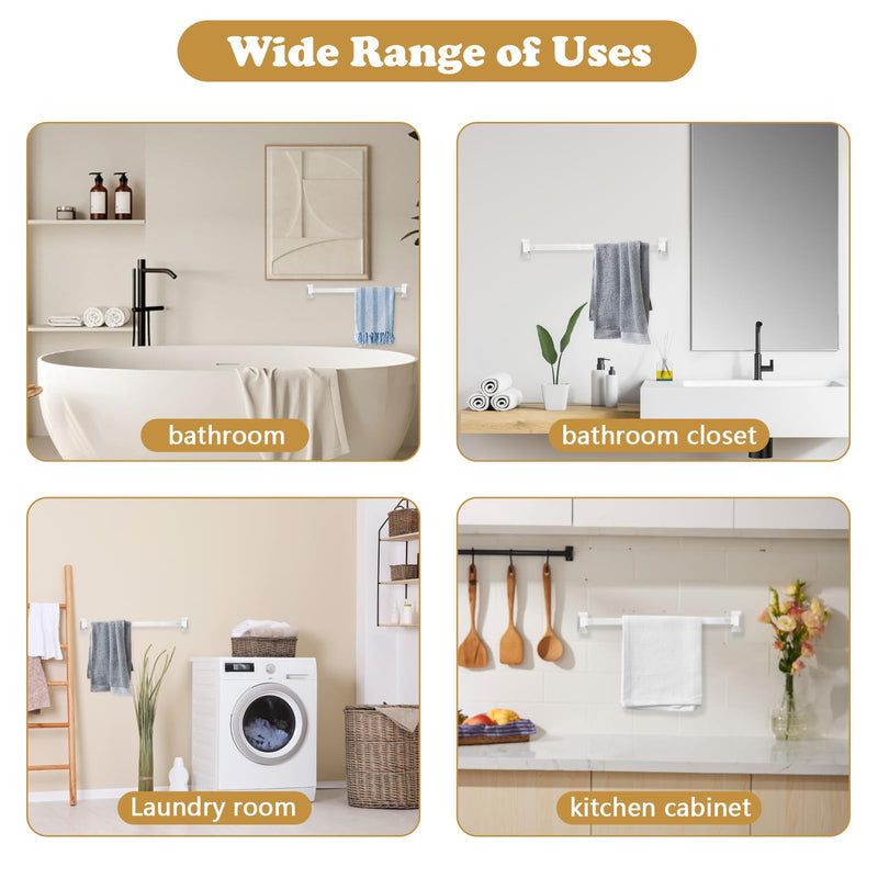 Earthtec 24 Inch Clear Adjustable Replacement Bathroom Towel Bar Rod Spring Loaded End Sturdy Plastic Wall Mount and for Kitchen Towel Storage Replacement Towel Bar for Ceramic Holder