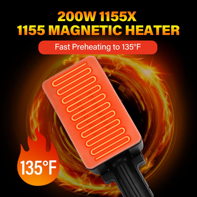 200 Watt 1155 1155X Magnetic Heater For Heating Small Engines Snow Blowers, Chainsaws and Snow Motorcycles,110/120V 300-400 Degrees 8 Sq. Inch Surface-Thermostat Control