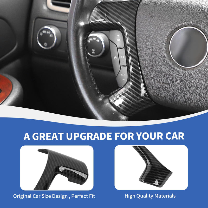 Carbon Fiber Steering Wheel Trim Cover Compatible with Chevy Silverado/Tahoe/Suburban/Avalanche/ESCALADE/GMC-Yukon/GMC-Sierra 2007-2013 Carbon Fiber