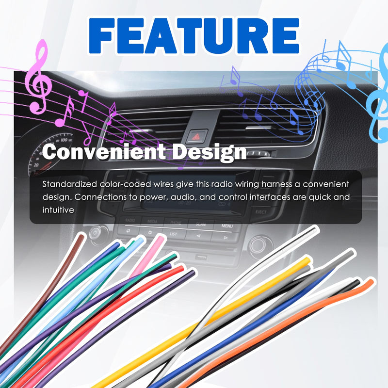 Radio Wiring Harness,Plug and Play Car Audio & Video Wiring Harnesses Kit Compatible with Cadillac GMC Chevrolet,Stereo Wirings Harness with Antenna Adapter & Ignition Wire
