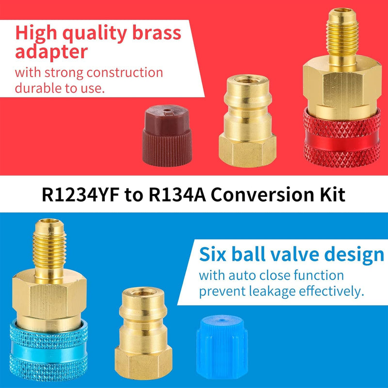 R1234YF Quick Coupler Kit, R1234yf to R134a Quick Coupler Adapter, R1234YF High and Low Side Quick Couplers Kit (R1234YF Adapter + 1PC Can Opener) R1234YF Adapter + 1PC Can Opener