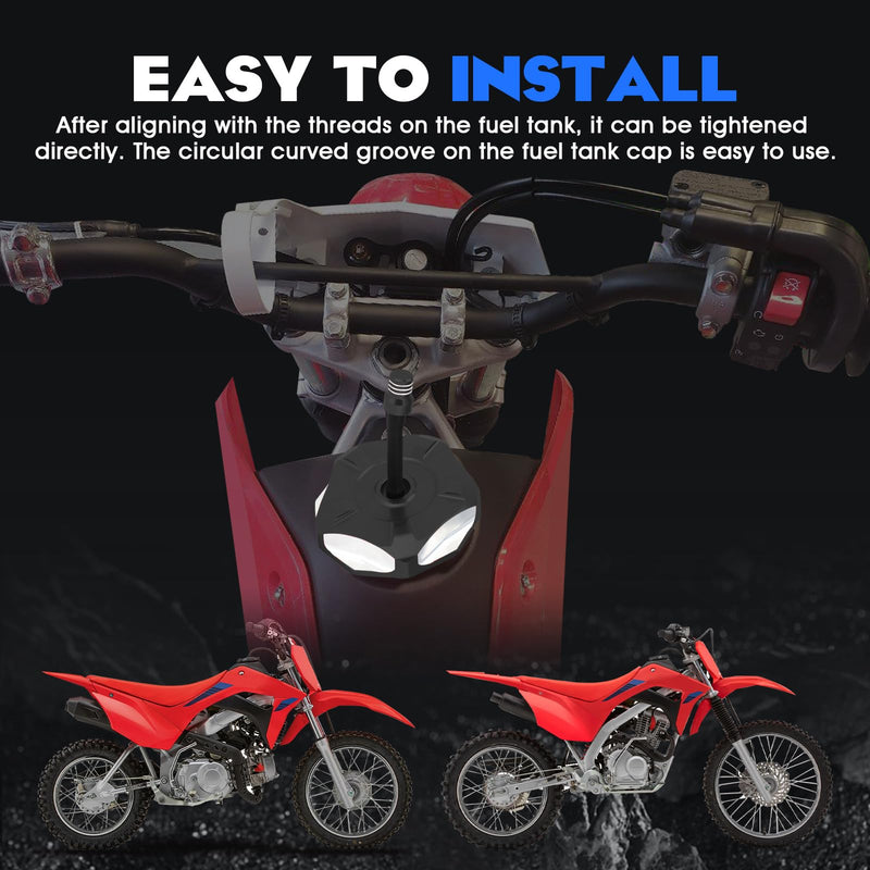 Dirt Bike Gas Fuel Tank Cap Cover with Vent Hose CNC for CRF 110 125F CRF110 CRF125F CRF125FB Big Wheel 2019-2024 Black CRF110 CRF125F/FB