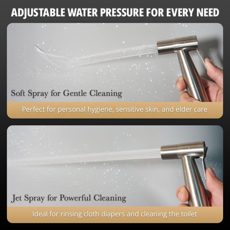 Handheld Bidet Sprayer for Toilet – Adjustable Water Pressure, Stainless Steel Jet Spray Kit with Bidet Hose - Feminine Wash, Muslim Shower, Diaper Cleaning 1 Set