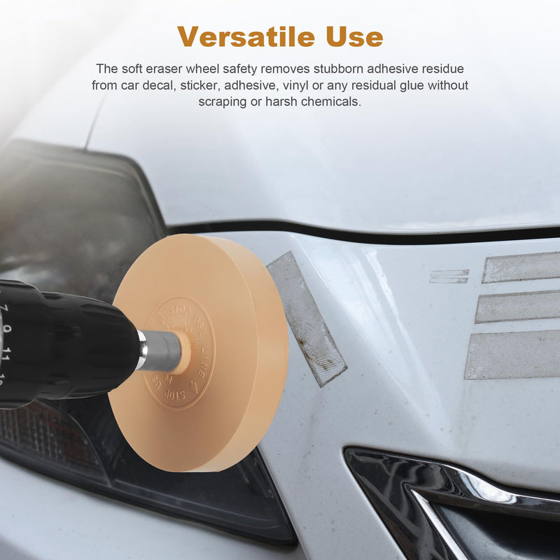 2pcs Rubber Eraser Wheel for Drill, Professional Car Sticker Remover Tool with 1 Plastic Scraper and Drill Adapters, Auto Decal Remover Wheel, Rapid Tint Removal Kit for Car Sticker Glue Vinyl Eraser 3.5 Inch