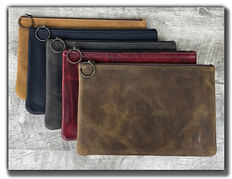 Leather Pouch with Zipper (Canyon Rouge, X-Small 5.5" x 3") Canyon Rouge