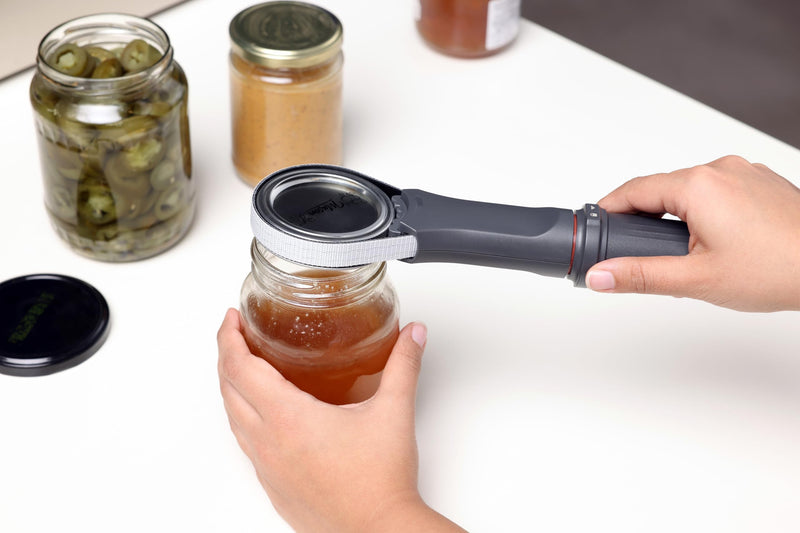 Zyliss Strongboy Jar Opener - Rubberized & Adjustable Jar Opener for Jars Up to 4" - Jar Opener for Seniors & Weak Hands - Kitchen Gadget & Tools - Lid Opener Tool for Jars - White New Grey