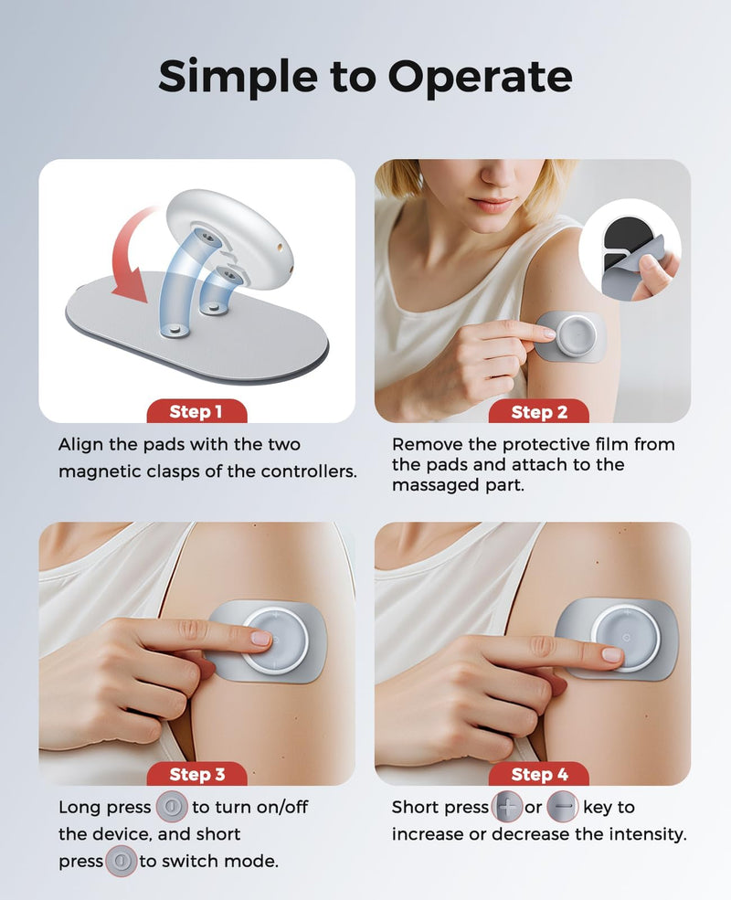 Wireless TENS Unit, Muscle Stimulator for Pain Relief, Portable TENS Machine, Dual Channel Pocket-Size EMS Massage Device with Charging Case, LED Screen for Back, Shoulder, Waist, Red