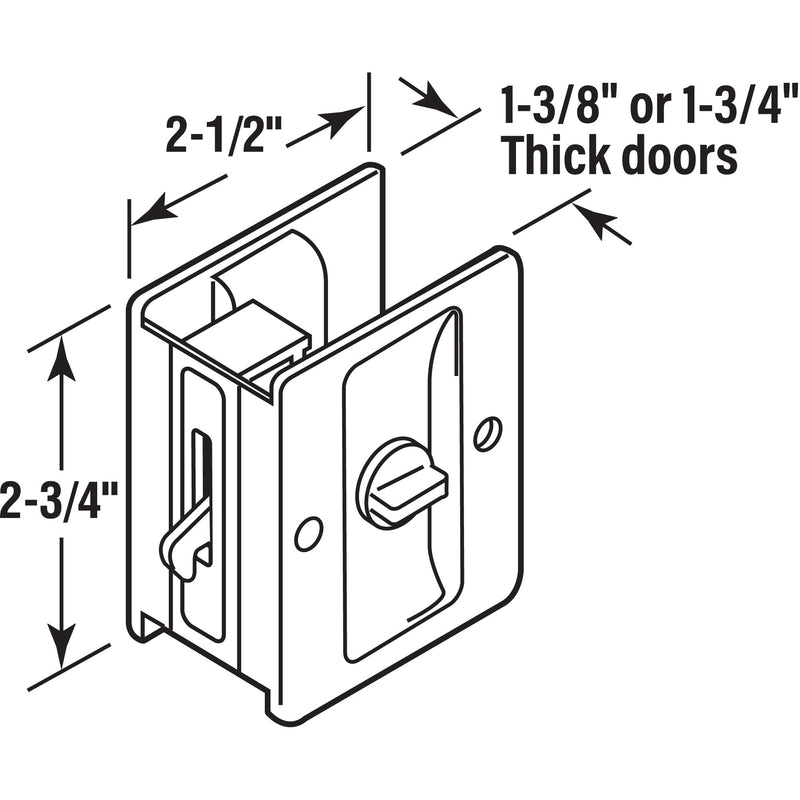 Prime-Line N 6773 Pocket Door Privacy Lock with Pull, Chrome | Single Pack, Replace Old or Damaged Locks, Quick and Easy Installation