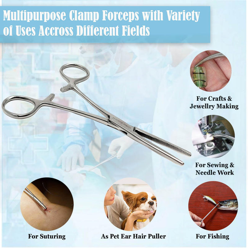Premium Autoclave-able Heavy Duty Hemostat Forceps Clamps 6.25" Straight, Stainless Steel