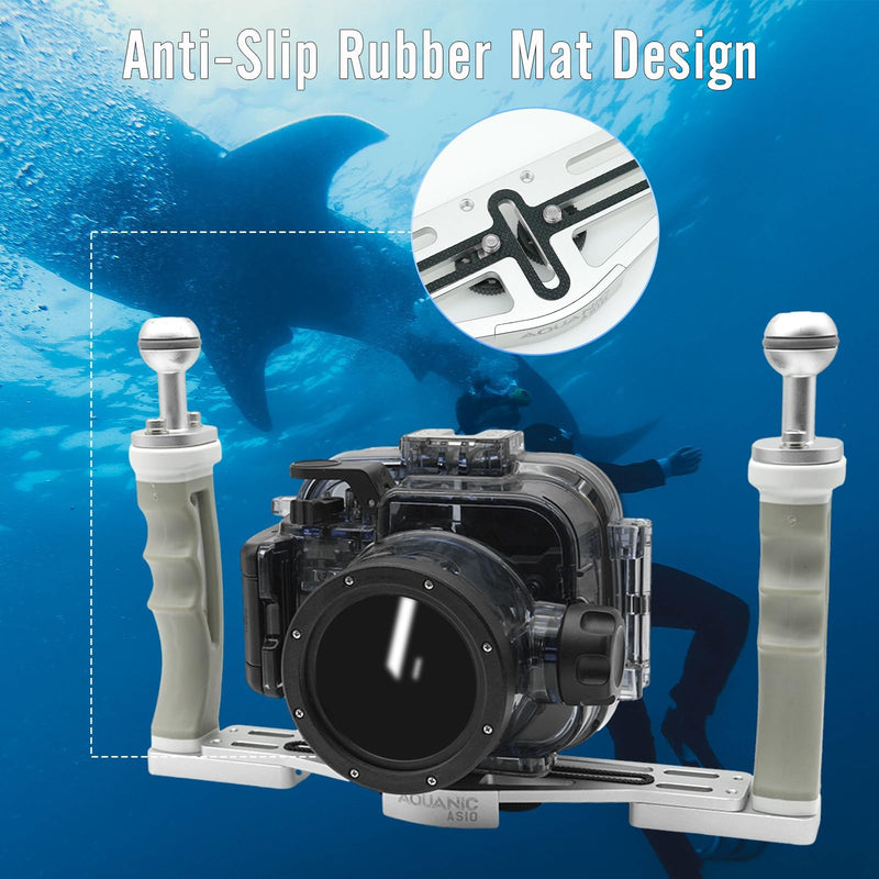 AQUANIC AS10 Underwater Camera Tray Handheld Stabilizer Tray Bracket for Camera Housing, Handle Aluminum Diving Grip for Gopro Divevolk, TG-5/6, RX100 V and Other Action Camera