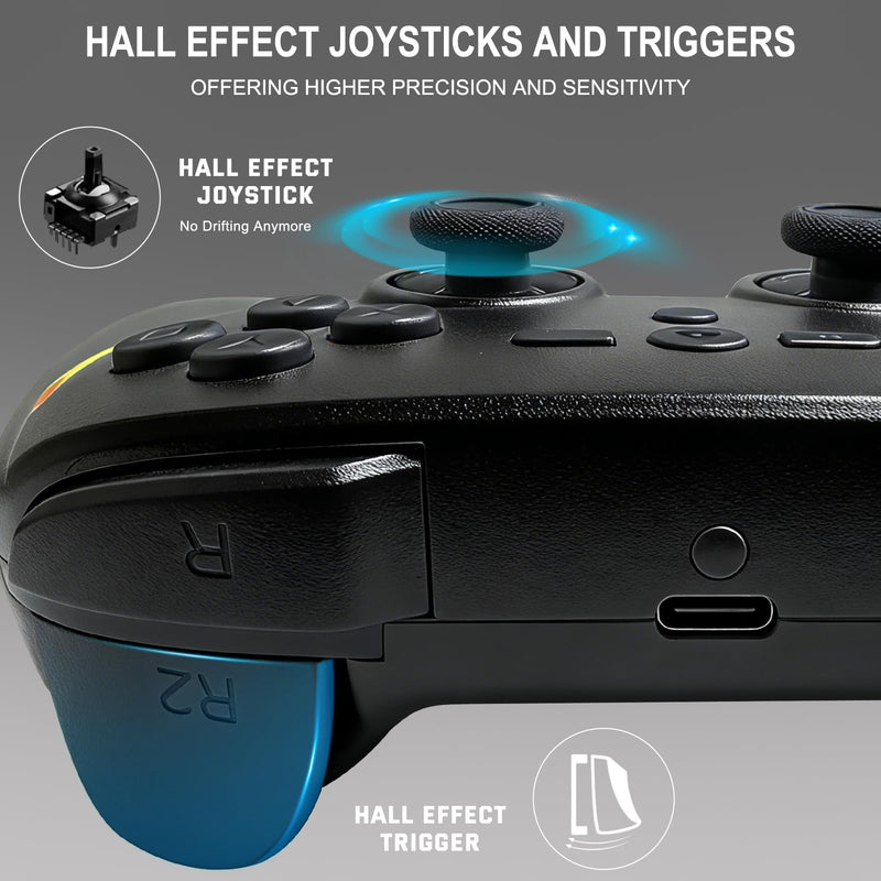 Joso Mobile Gaming Controller, Wireless Game Controller for iPad/Tablet/iPhone/Android/Switch/Switch 2/Lite/OLED/PC, Handheld Gamepad with Hall Effect Joysticks/Triggers/6-Axis Gyro - Black