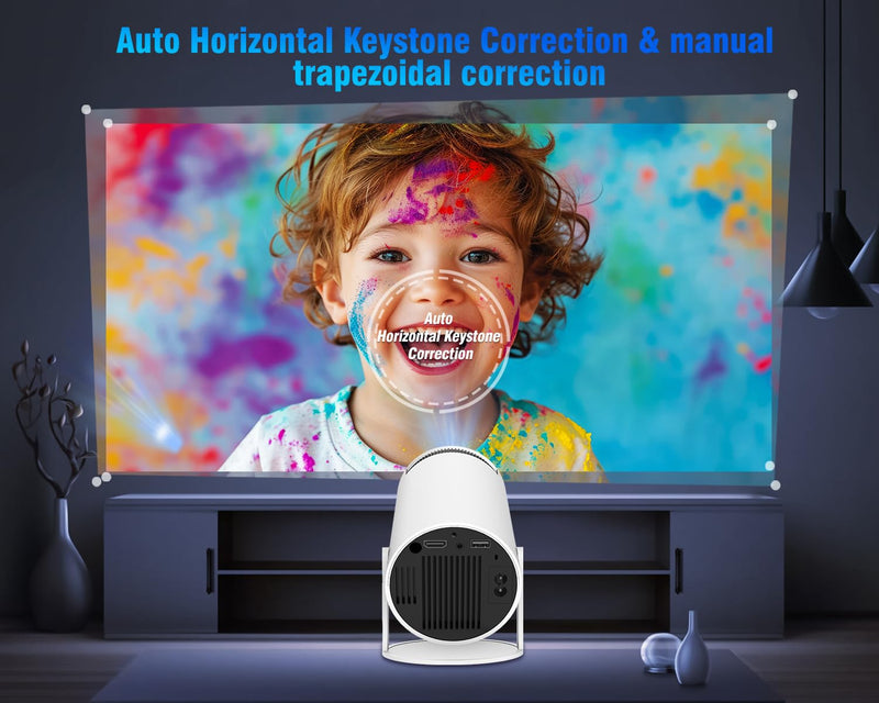 HY300PRO Mini Projector with Wifi and Bluetooth, 4K Support 200ANSI Smart Portable Projector, Auto Keystone, 180 Degree Rotation, Android 11 for Outdoor, Bedroom, Movie, game & business Manual Focus
