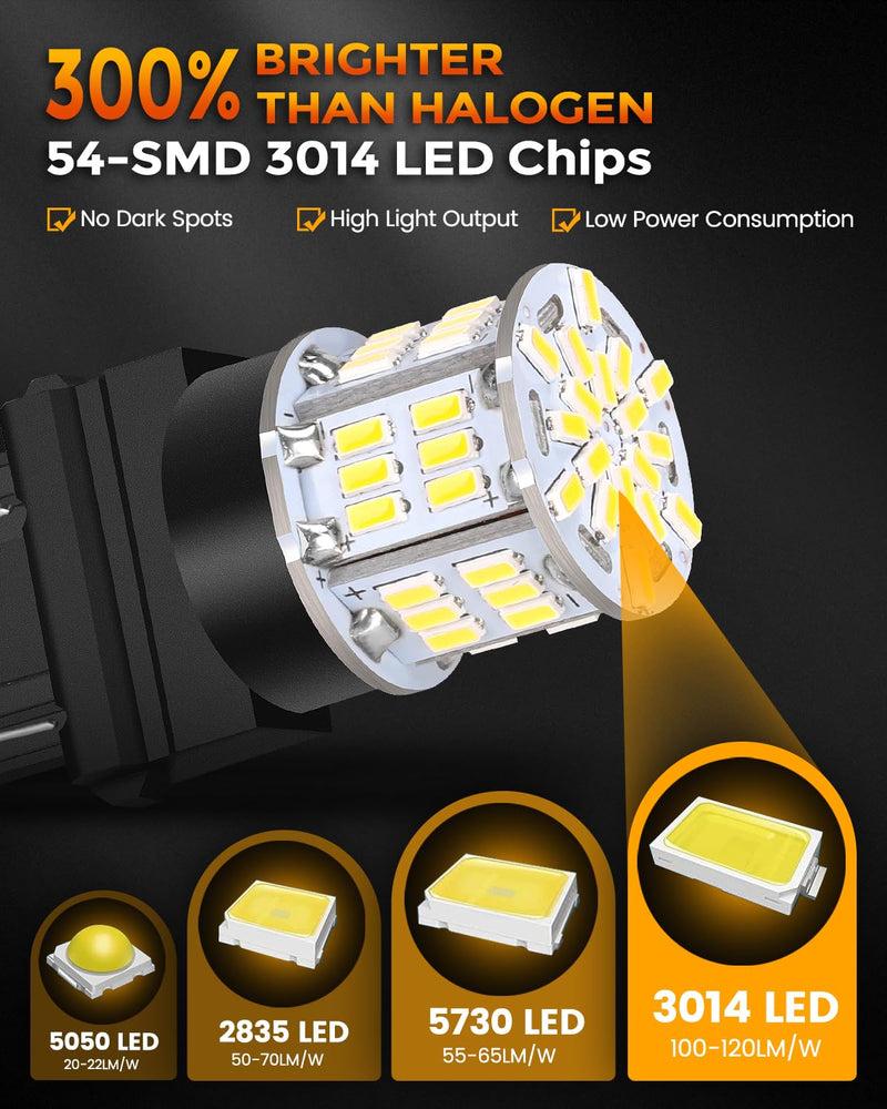 BANGO 3157 LED Bulb White Backup Reverse Light, 3156 3057 4157 Super Bright for Car LED Back Up Tail Brake Parking Lights, 4 Pack Xenon White