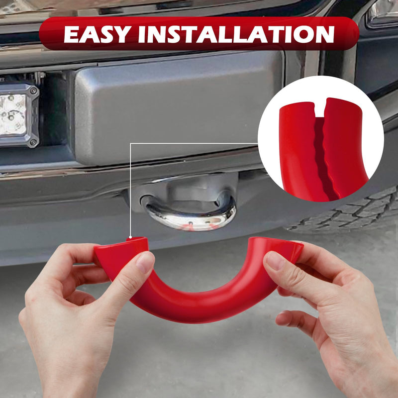 Tow Hooks Covers for Ford F150 2004-2024 Bronco Base/Big Bend/Outer Banks 2021-2024 Compatible with Toyota Tundra Accessories 2017-2021 (Red) red