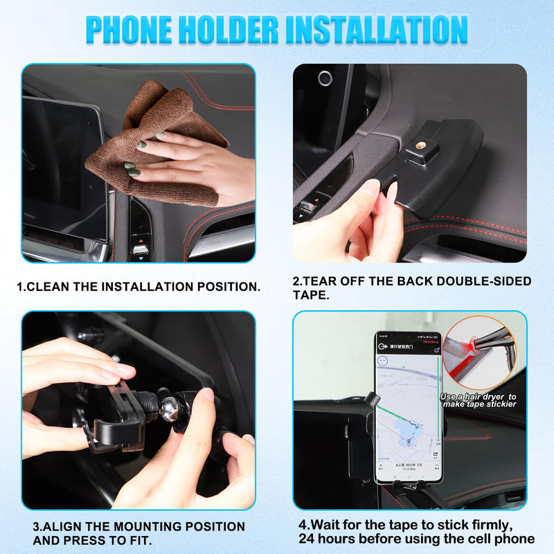 Car Phone Holder for Corvette C8 2020-2025 360 Rotatable Cell Phone Holder for Center Console Navigation Screen Fixed Mobile Phone Mount Holder Fit for Universally Smartphones (Style D) Style D
