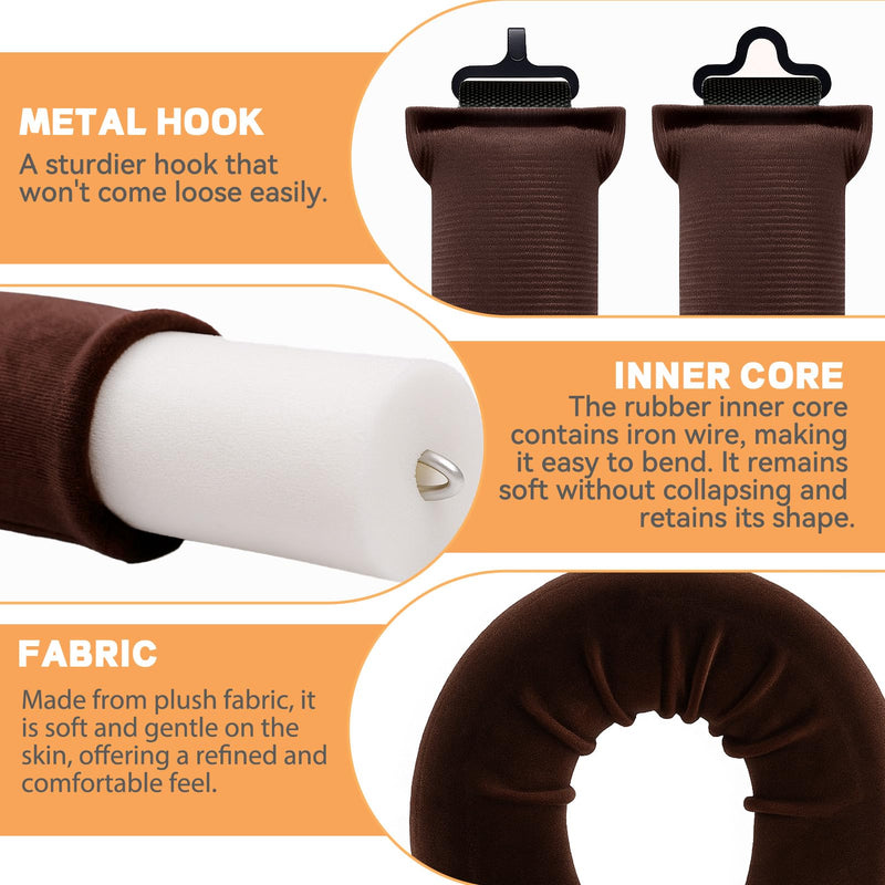 Heatless Curlers 3 Pcs Overnight Blowout Rods Hair Curlers to Sleep, Velvet Hair Rollers for Long Short Hair Volume Women Styling Tools Brown