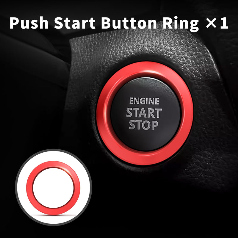 for 2020-2025 2026 Toyota Corolla & 2022-2025 2026 Corolla Cross Accessories, 4pcs Aluminum Alloy Knob Cover Trim Set - Rearview Mirror Switch, AC & Push Start (Red) Red
