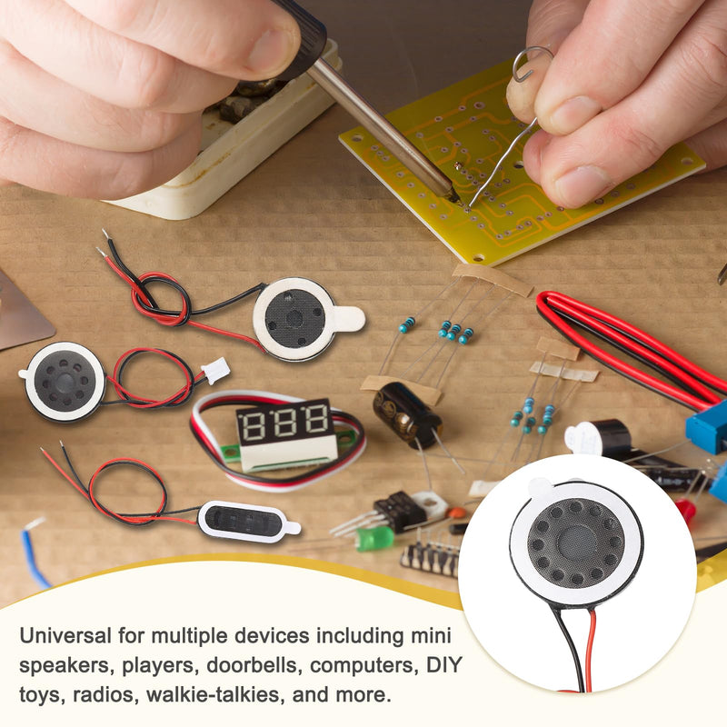 5pcs Internal Magnet Speaker (16mm / 0.6" Dia) - 1W 8 Ohm Round Internal Micro Magnet Loudspeaker with 80mm Terminal Wire for DVD EVD Mobile Portable Advertising Machine, Black 0.6" + 80mm Terminal 5