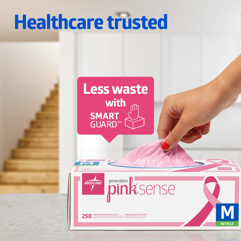 Medline Generation Pink Sense Nitrile Exam Gloves Small