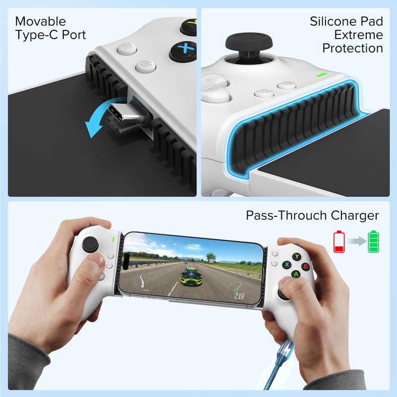 ZIKE Z331 Gaming Controller with Hall Effect Joysticks & Triggers | USB-C Mobile Gamepad for iPhone 15/16/17 & Android，Wireless Controller for PC, Xbox, Steam, Smartphones