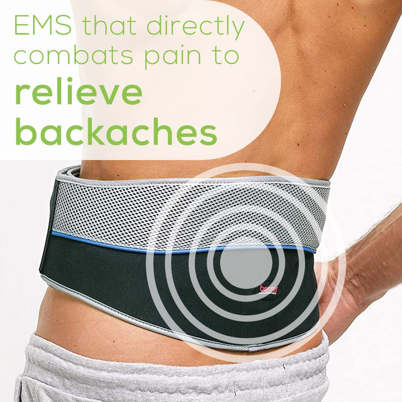 Beurer EM38 Lower Back Pain Relief Belt, TENS Unit Muscle Stimulator | 4 Electrodes | Adjustable & Breathable | Women & Men | Fits 30”-55” Waist | Lower Back Support, Lumbar Support, Back Brace Belt EM38 - TENS Back
