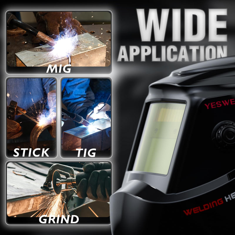 YESWELDER Auto Darkening Welding Helmet, 1/1/1/1 True Color Solar Powered Welding Hood with 2 Arc Sensors, Blue Light Blocking Welder Mask for TIG MIG ARC and Grind LYG-L600A