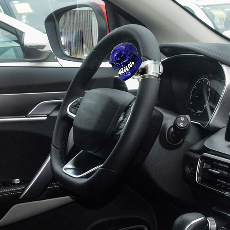 Arenbel Steering Wheel Turning Booster Skull Car Suicide Spinner Driving Assist Grip Handle Brody Knob Fit Most VehiclesTrucks Boats, Blue