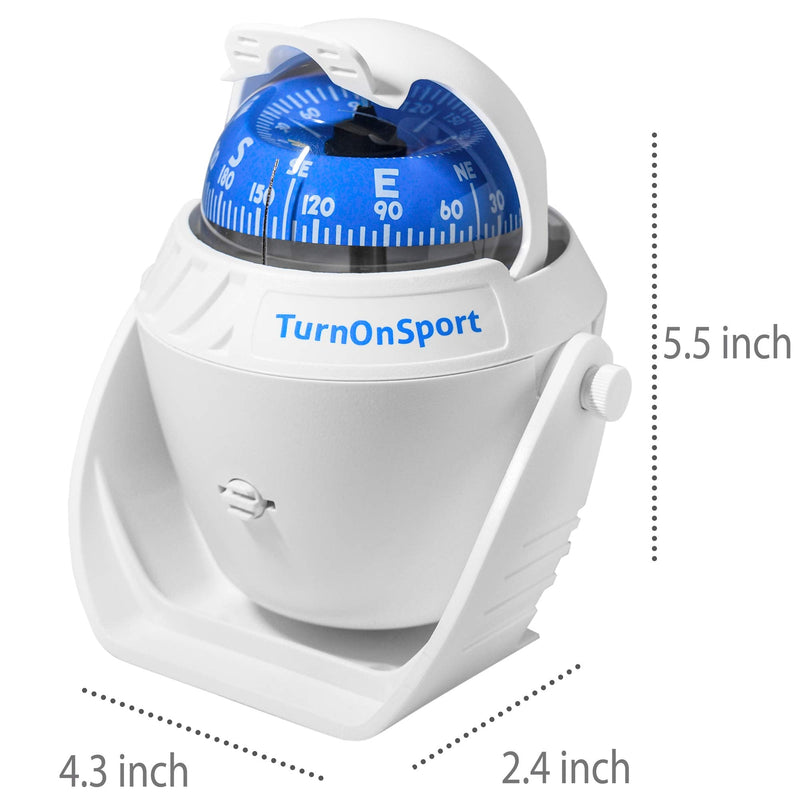Boat Compass Dash Mount Flush - Boating Compass Dashboard Suction - Navigation Marine Compass Boats Surface Mount - Illuminated Dashboard Compass Ship - Electronic Sea Compass White