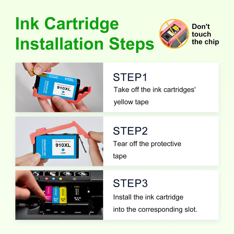 910XL Ink Cartridges Combo Pack for HP 910 Printer High-Yield Ink Cartridge | HP 910XL Work for HP OfficeJet Pro 8025 8035 8010 8012 8022 8020 8024 8030 8028 8023 8018 Printer for Home & Office Daily Use