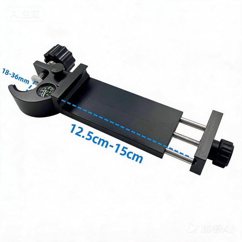 Heavy Duty Survey Pole Clamp Claw for iPad mini, Tablet PC, Handheld Data Collectors Cradle Holder Bracket with Compass, Adjustable Width 4.9" to 5.9" (12.5cm to 15cm)