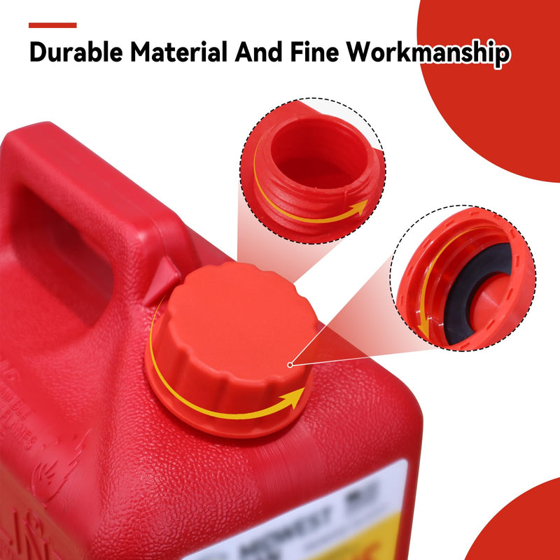5 Gallon Gas Can Cap Replacement, Coarse Thread Gas Cap for Gasoline, Portable Gas Tank Lid for 5+ Gallon Plastic and Metal Gas Cans, Includes Spout Replacement Old Style(Pack of 4) 4 PCS