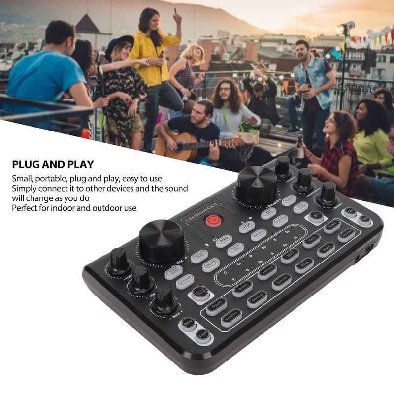 Live Sound Card, Clear Sound Karaoke Recording Mobile Audio Mixer, Adjustment Noise Reduction Gaming Audio Mixer for Live Broadcast, Karaoke, Recording, Voice Chatting