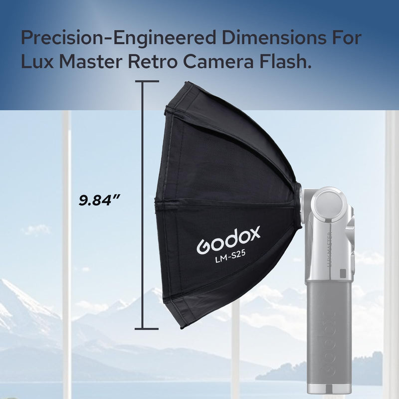 Godox LM-S25 Octa Softbox for Godox Lux Master Retro Camera Flash, Portable Softbox Diffuser with Carry Bag, Producing Soft Natural Light