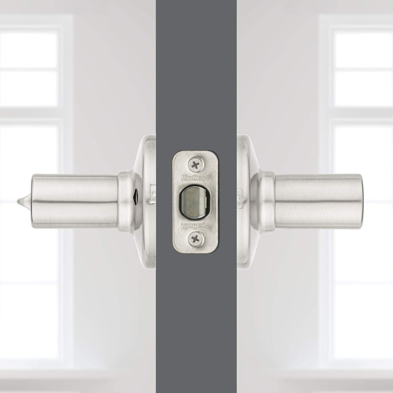 Kwikset Ladera Entry Door Handle with Lock and Key, Secure Keyed Reversible Lever Exterior, For Front Entrance and Bedrooms, Satin Nickel, Pick Resistant Smartkey Rekey Security and Microban