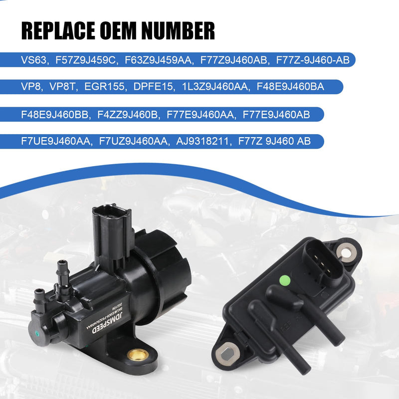 EGR Pressure Feedback Sensor DPFE15 + EGR vacuum solenoid valve vs63 Replacement for Ford F-150 E-150,E-250,Explorer,Ranger,Escape,Mustang,Lincoln Town Car,Mercury Cougar,F77Z9J460AB, F77Z9J460AB
